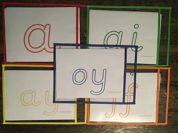 Large, Colour coded letters for wipe clean folders