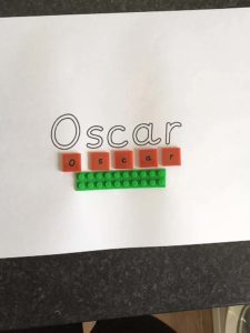 Upper case letters for personalised name building and writing resource