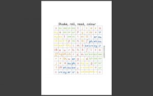Shake, roll, read and colour assessment activity